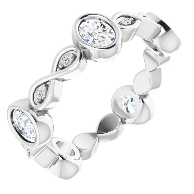 1.14 ct. Oval & Round Diamond Eternity Band Infinity Style Wedding Ring-VIRABYANI